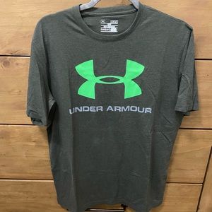 Under Armour Olive T-Shirt with Lime Green Logo